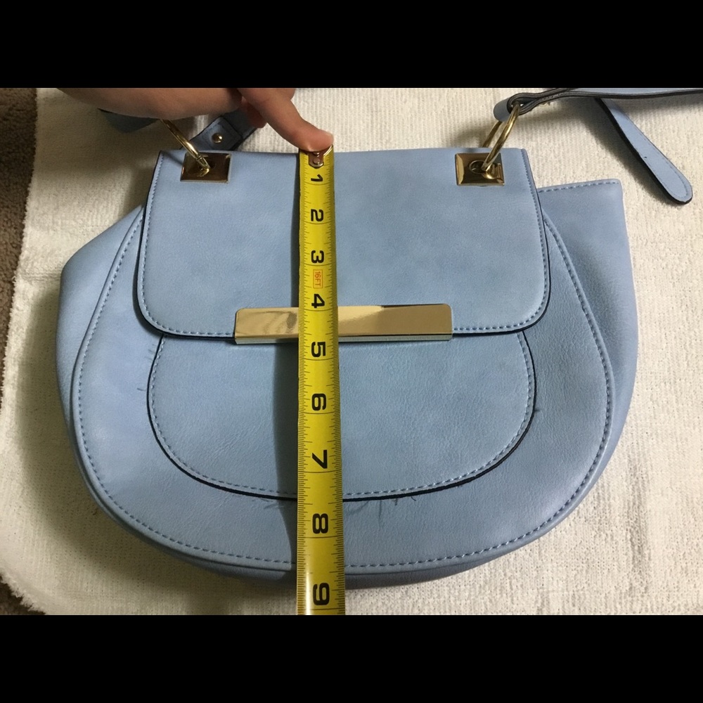 Mossimo Faux Leather Blue Saddle Crossbody Bag - Picture 8 of 8